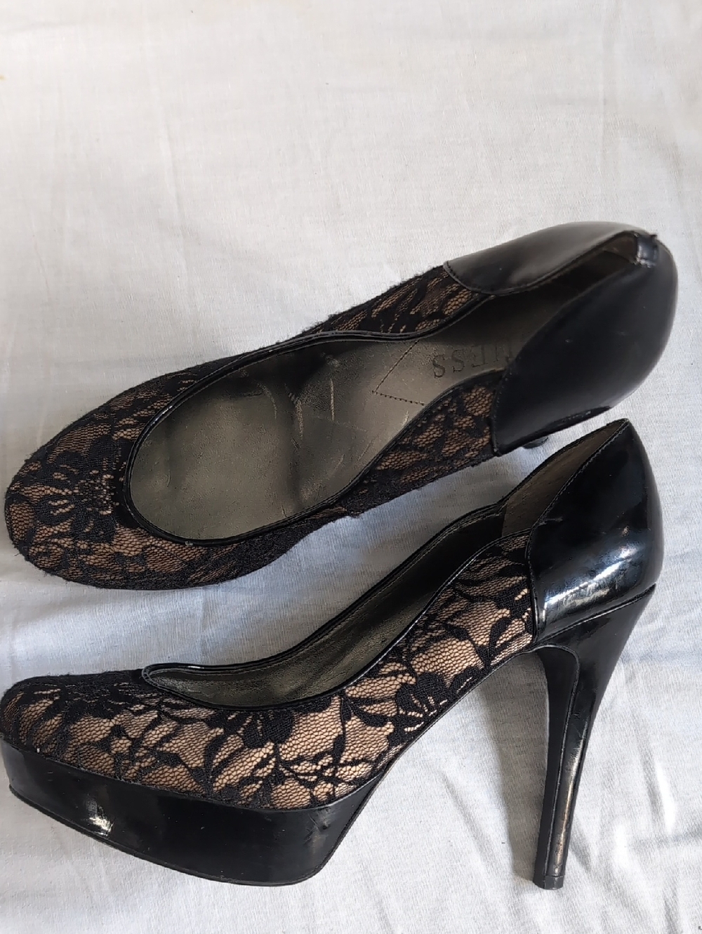 Guess Black Lace Platform Pumps